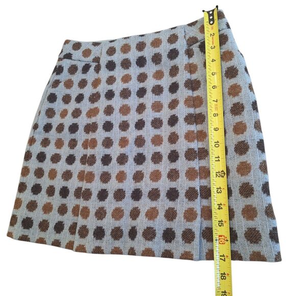 Boden British Tweed by Moon Blue Brown Wool Skirt UK8S US4S Polka Dot Pockets - Picture 11 of 16